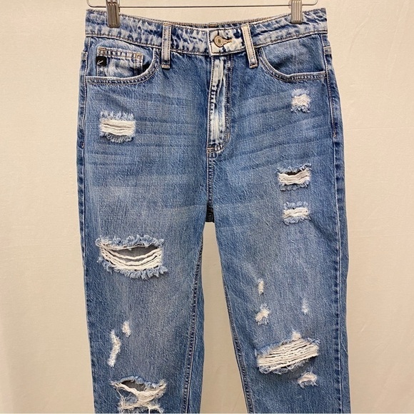 KanCan 5 Bobbie Ultra High Rise Straight Leg Jeans Ankle Distressed 100% Cotton - Picture 5 of 14